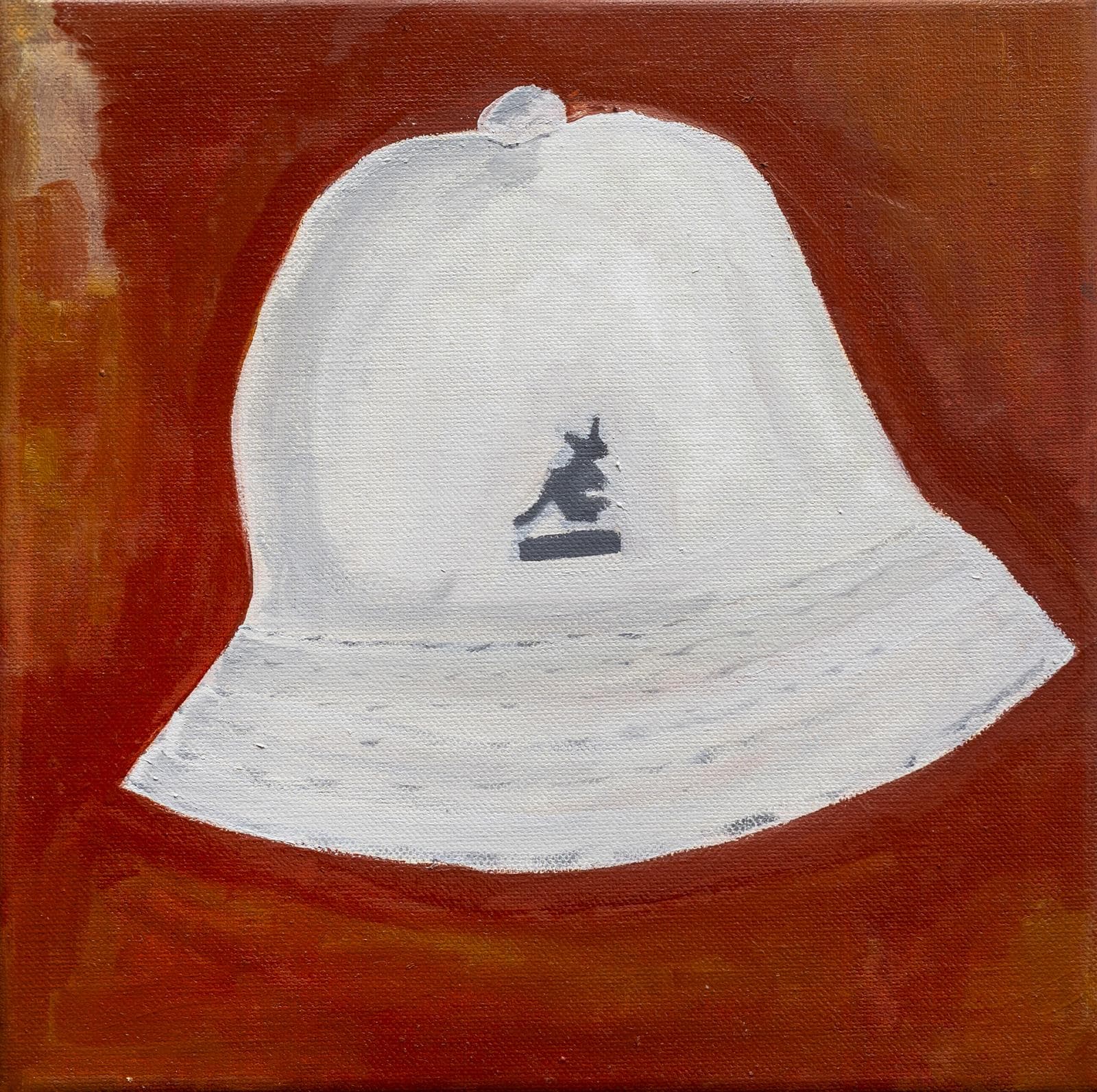 Painting by Macanache of a white bucket hat